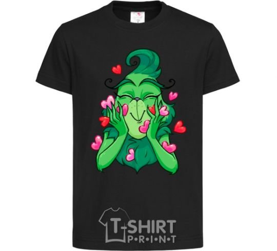 Kids T-shirt Grinch with hearts black фото