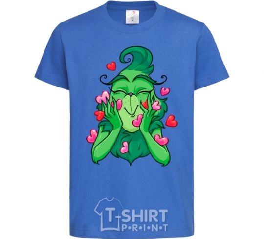 Kids T-shirt Grinch with hearts royal-blue фото