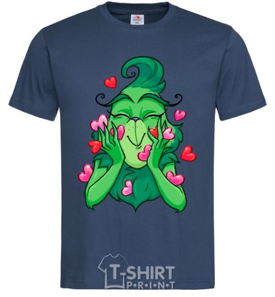 Men's T-Shirt Grinch with hearts navy-blue фото