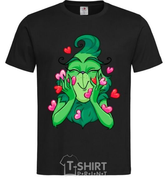 Men's T-Shirt Grinch with hearts black фото