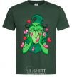 Men's T-Shirt Grinch with hearts bottle-green фото