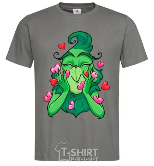 Men's T-Shirt Grinch with hearts dark-grey фото