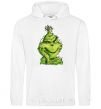 Men`s hoodie The Grinch in the garland White фото