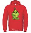 Men`s hoodie The Grinch in the garland bright-red фото