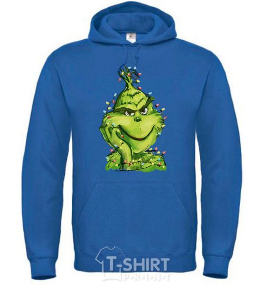 Men`s hoodie The Grinch in the garland royal фото