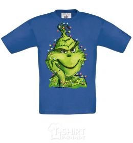 Kids T-shirt The Grinch in the garland royal-blue фото