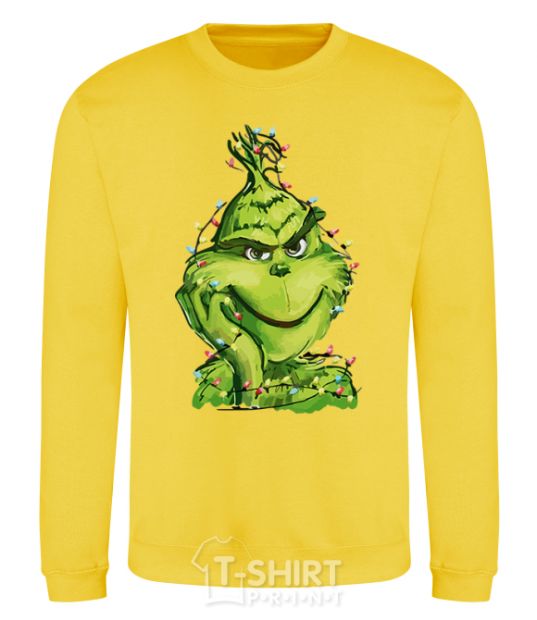 Sweatshirt The Grinch in the garland yellow фото