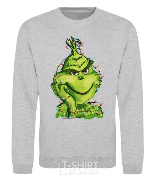 Sweatshirt The Grinch in the garland sport-grey фото