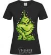 Women's T-shirt The Grinch in the garland black фото