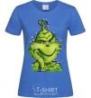 Women's T-shirt The Grinch in the garland royal-blue фото