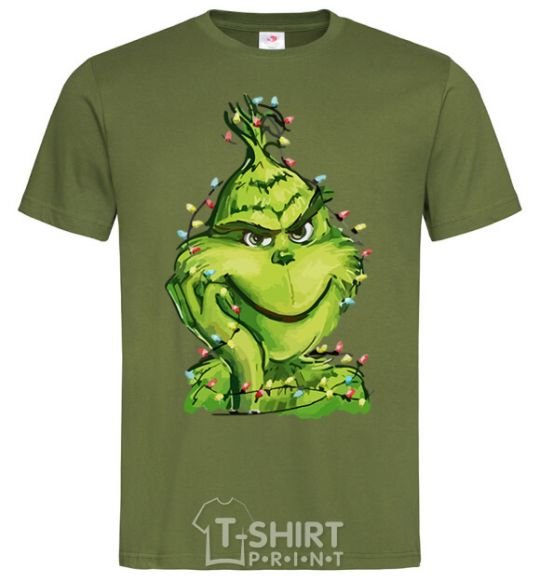 Men's T-Shirt The Grinch in the garland millennial-khaki фото