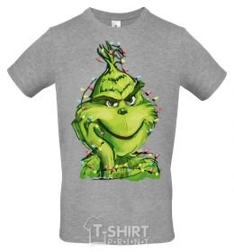 Men's T-Shirt The Grinch in the garland grey фото