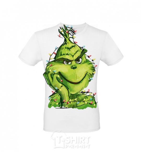 Men's T-Shirt The Grinch in the garland White фото