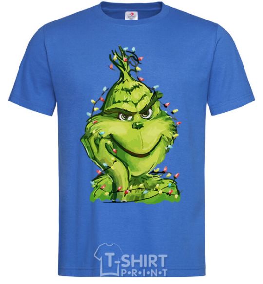 Men's T-Shirt The Grinch in the garland royal-blue фото