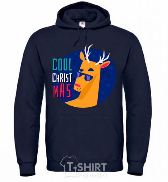 Men`s hoodie Cool Christmas navy-blue фото