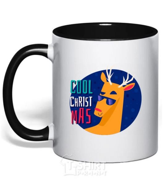 Mug with a colored handle Cool Christmas black фото