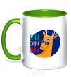 Mug with a colored handle Cool Christmas kelly-green фото