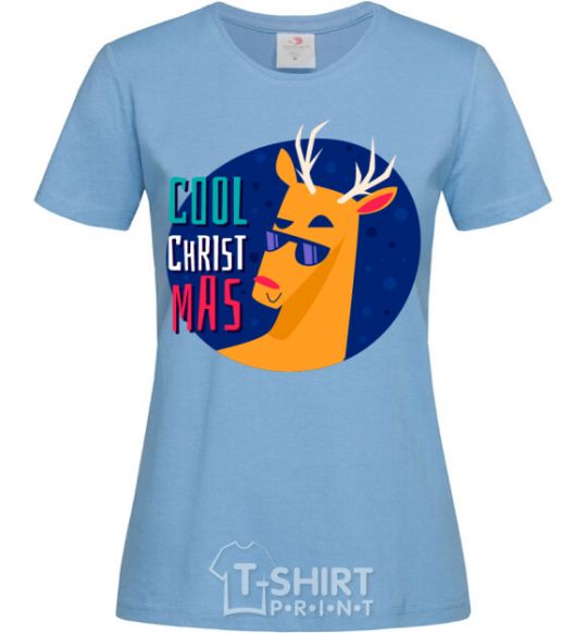 Women's T-shirt Cool Christmas sky-blue фото