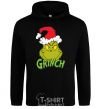 Men`s hoodie A Grinch in a Santa Claus hat black фото