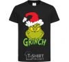 Kids T-shirt A Grinch in a Santa Claus hat black фото