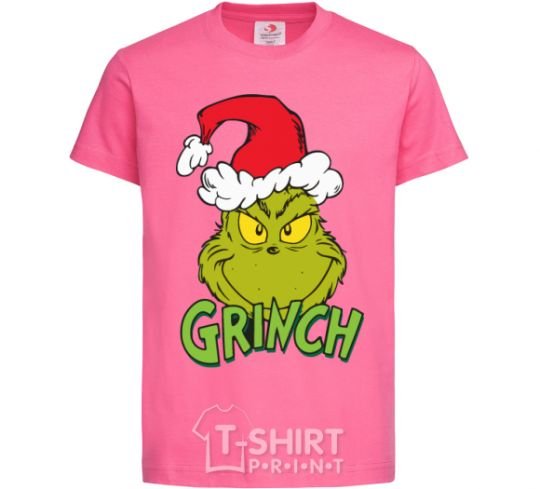 Kids T-shirt A Grinch in a Santa Claus hat heliconia фото