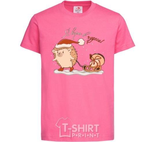 Детская футболка Еж я верю в чудо Ярко-розовый фото
