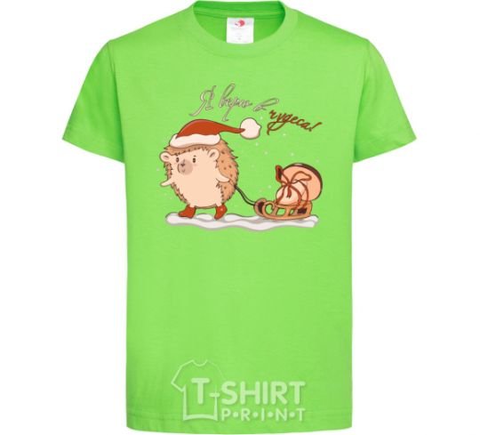 Kids T-shirt Hedgehog, I believe in miracles orchid-green фото