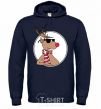 Men`s hoodie A deer with glasses in a circle navy-blue фото