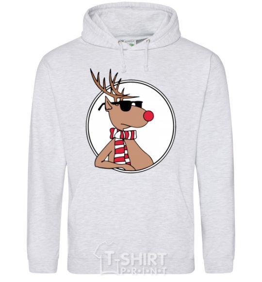 Men`s hoodie A deer with glasses in a circle sport-grey фото