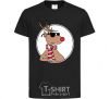 Kids T-shirt A deer with glasses in a circle black фото