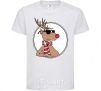 Kids T-shirt A deer with glasses in a circle White фото