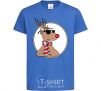 Kids T-shirt A deer with glasses in a circle royal-blue фото
