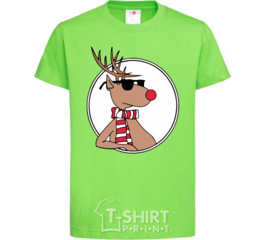 Kids T-shirt A deer with glasses in a circle orchid-green фото