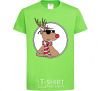 Kids T-shirt A deer with glasses in a circle orchid-green фото