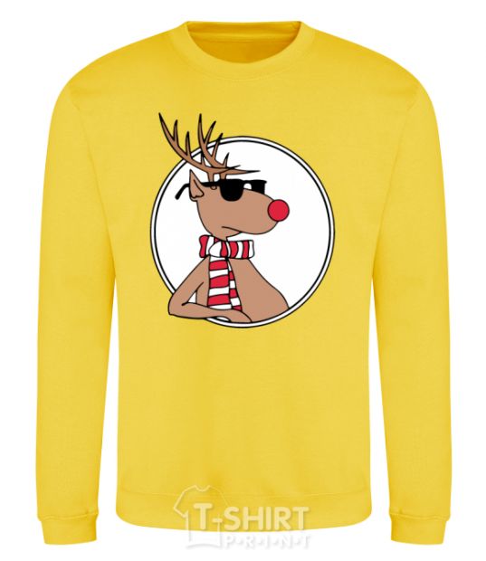Sweatshirt A deer with glasses in a circle yellow фото