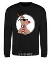 Sweatshirt A deer with glasses in a circle black фото