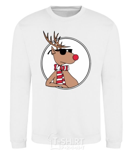 Sweatshirt A deer with glasses in a circle White фото