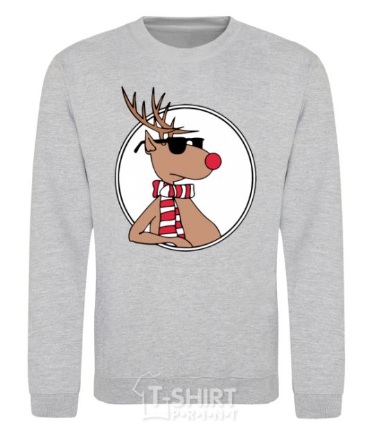 Sweatshirt A deer with glasses in a circle sport-grey фото