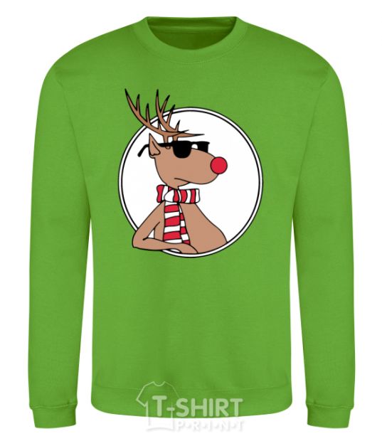 Sweatshirt A deer with glasses in a circle orchid-green фото