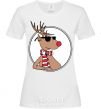 Women's T-shirt A deer with glasses in a circle White фото