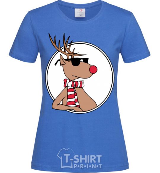 Women's T-shirt A deer with glasses in a circle royal-blue фото