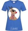 Women's T-shirt A deer with glasses in a circle royal-blue фото