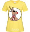 Women's T-shirt A deer with glasses in a circle cornsilk фото