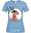 Women's T-shirt A deer with glasses in a circle sky-blue фото