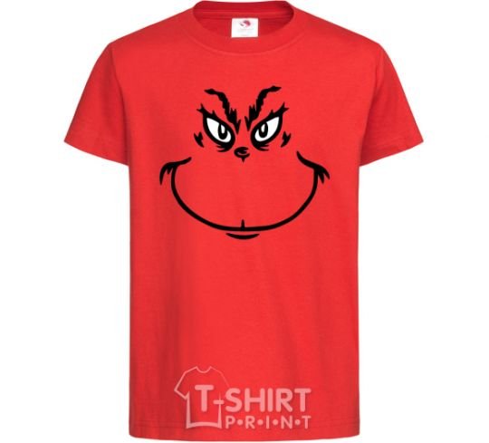 Kids T-shirt The Grinch smiles red фото