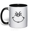 Mug with a colored handle The Grinch smiles black фото