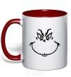 Mug with a colored handle The Grinch smiles red фото