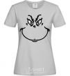 Women's T-shirt The Grinch smiles grey фото