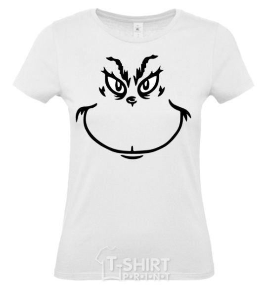 Women's T-shirt The Grinch smiles White фото