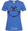 Women's T-shirt The Grinch smiles royal-blue фото